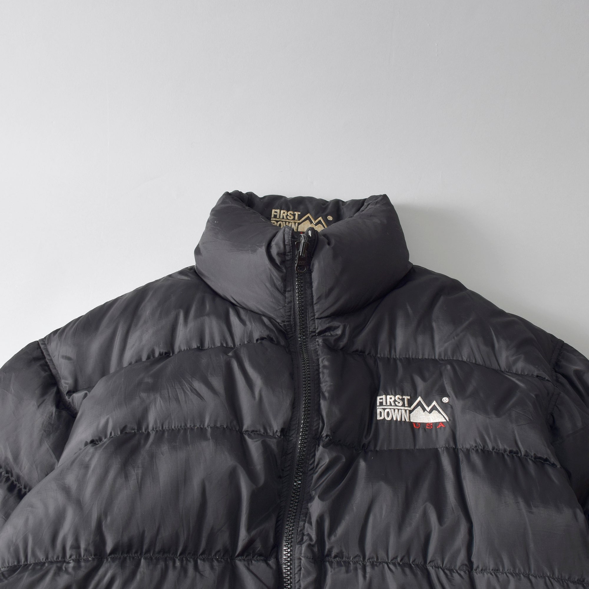 ジャケット・アウター 90s FIRST DOWN down jacket L black Vintage 90's First Down Puffer Down Zipper Jacket First Down