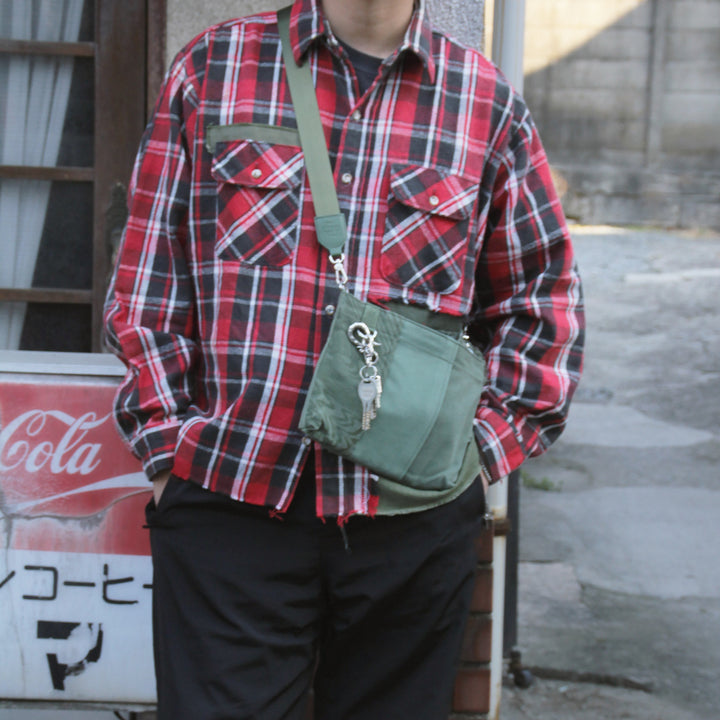 Military Fabric  Sacoche Bag / MINT+ Midori Arai「Narrow Pattern」