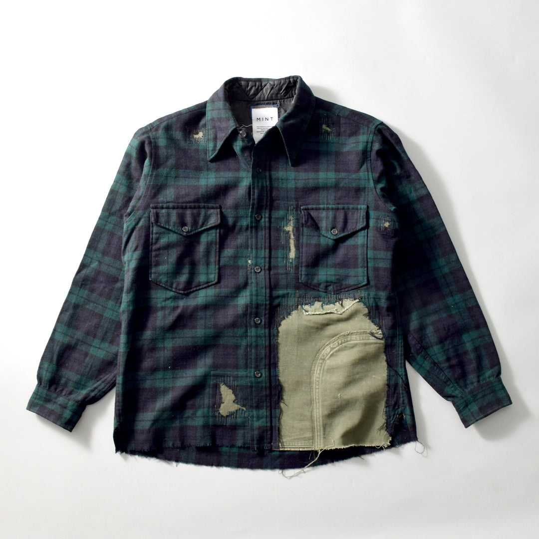 MINT UPCYCLED  Rebuild  60s~ Vintage Wool Check Shirts