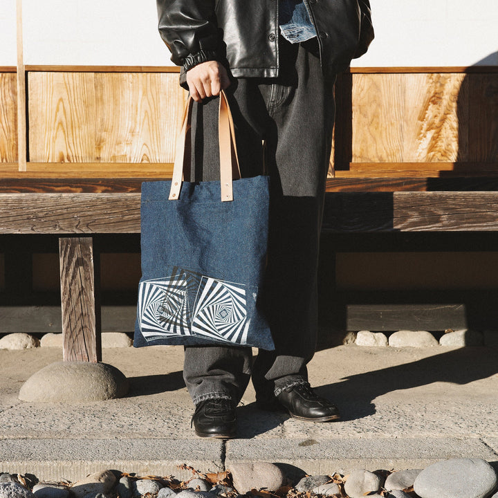 HANDY グラフィックプリント ヴィンテージデニム トートバッグ / MINT Upcycled