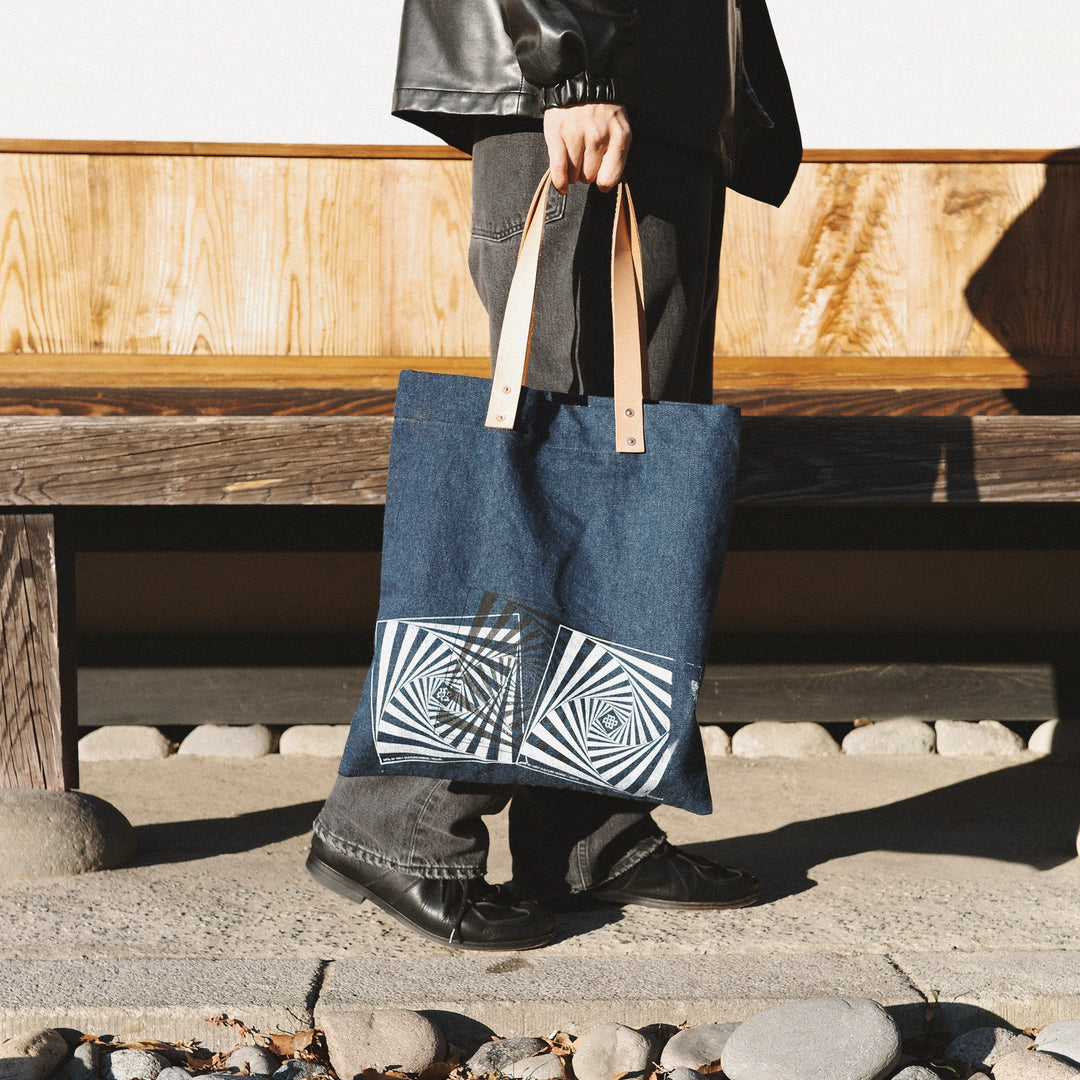 HANDY グラフィックプリント ヴィンテージデニム トートバッグ / MINT Upcycled