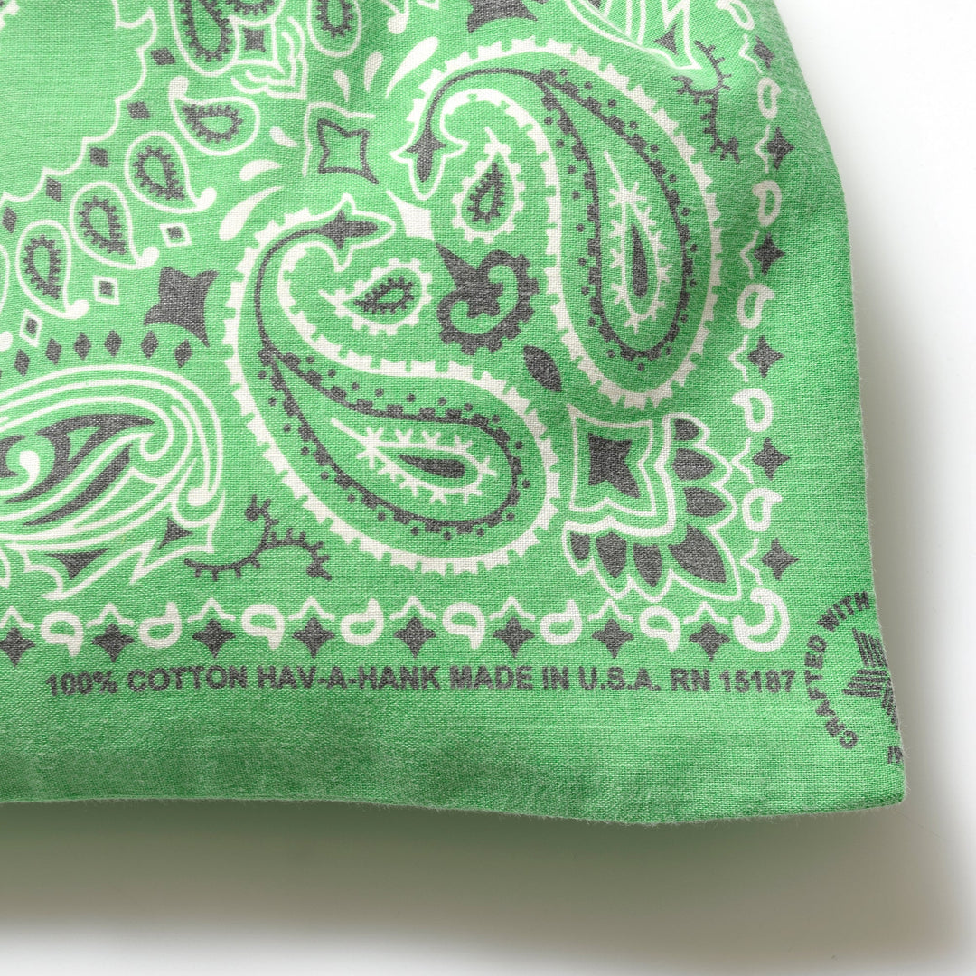 ヴィンテージバンダナ 巾着ポーチ Lサイズ（緑） / MINT Upcycled