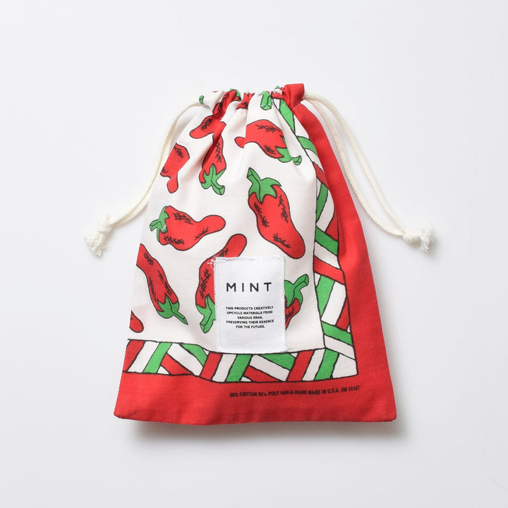 ヴィンテージバンダナ 巾着ポーチ Lサイズ（総柄） / MINT Upcycled