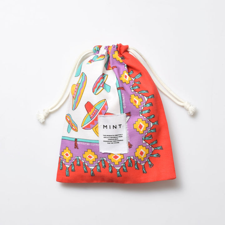 ヴィンテージバンダナ 巾着ポーチ Lサイズ（総柄） / MINT Upcycled
