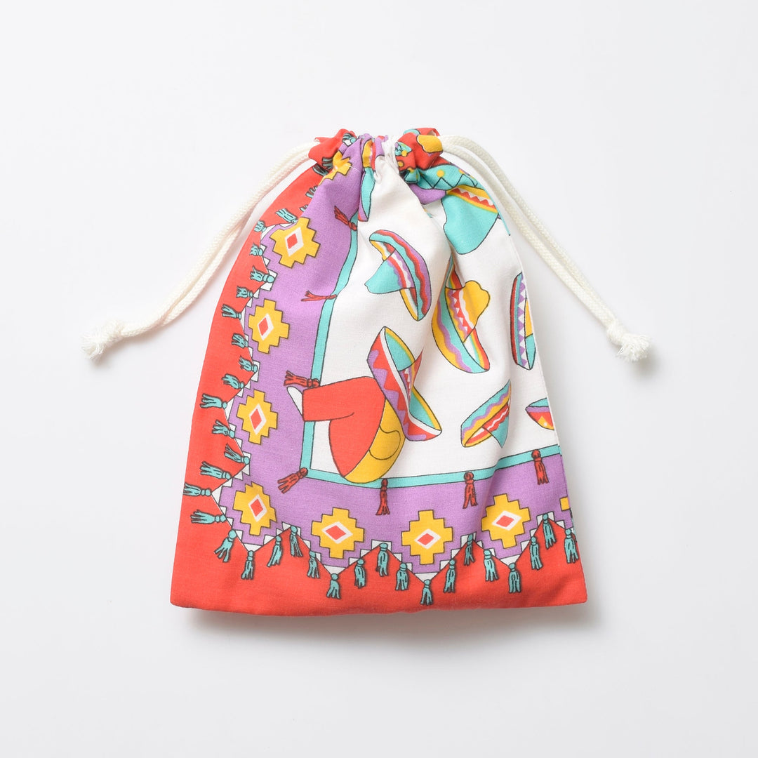 ヴィンテージバンダナ 巾着ポーチ Lサイズ（総柄） / MINT Upcycled