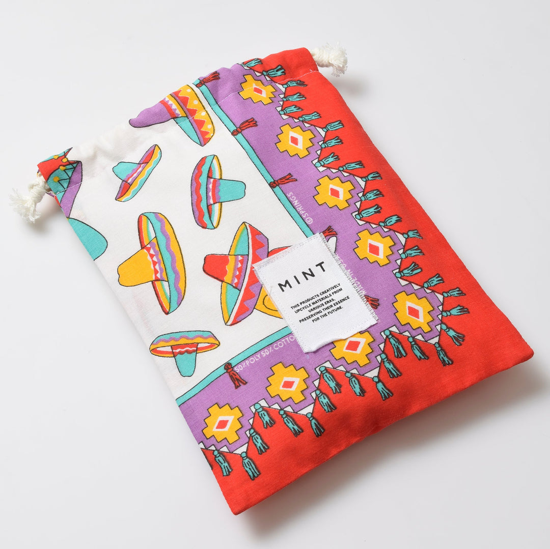 ヴィンテージバンダナ 巾着ポーチ Lサイズ（総柄） / MINT Upcycled