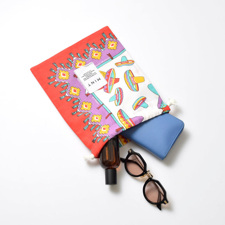 ヴィンテージバンダナ 巾着ポーチ Lサイズ（総柄） / MINT Upcycled