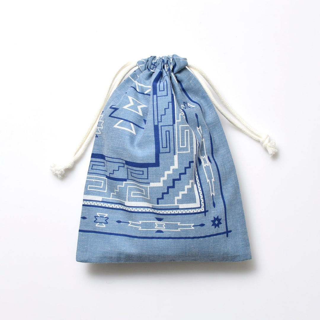 ヴィンテージバンダナ 巾着ポーチ Lサイズ（総柄） / MINT Upcycled