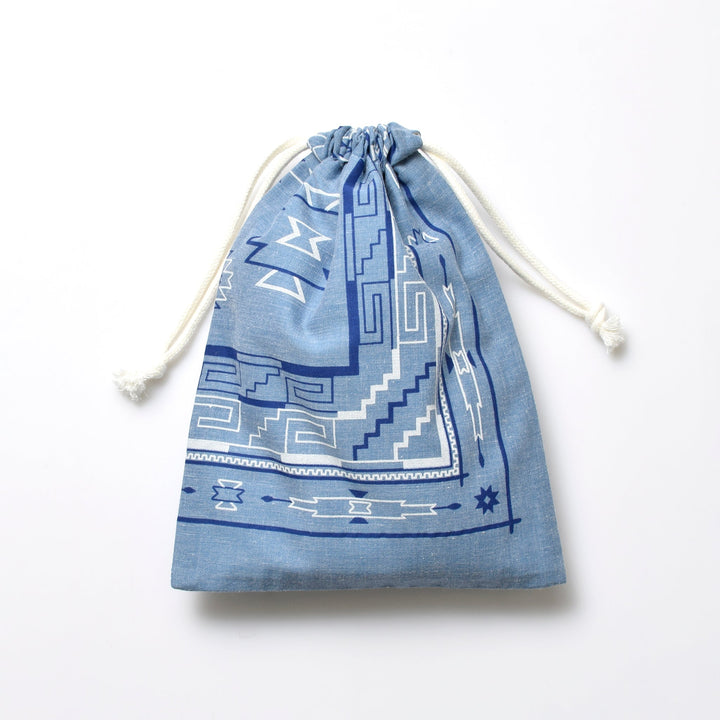 ヴィンテージバンダナ 巾着ポーチ Lサイズ（総柄） / MINT Upcycled