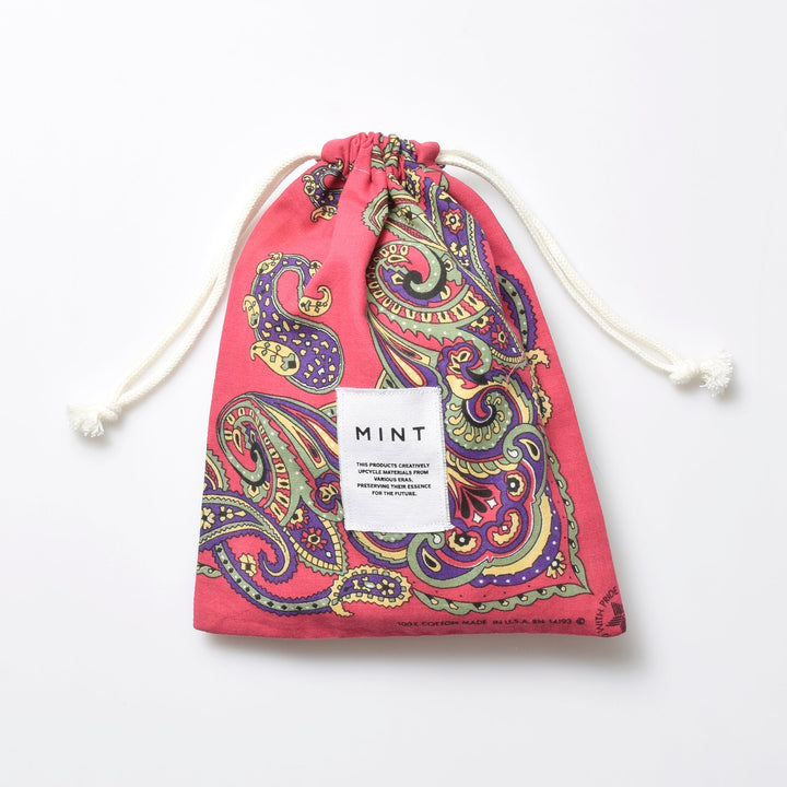 ヴィンテージバンダナ 巾着ポーチ Lサイズ（総柄） / MINT Upcycled