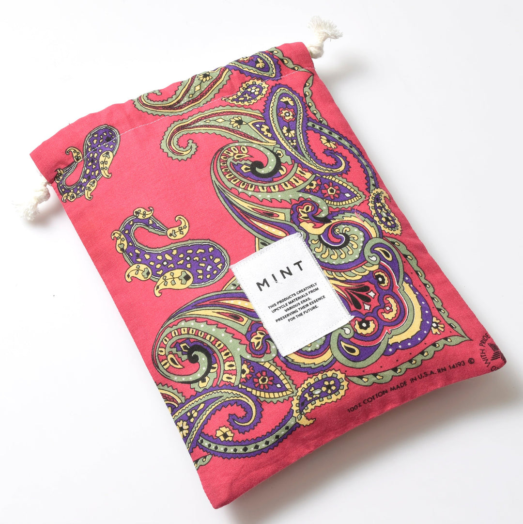 ヴィンテージバンダナ 巾着ポーチ Lサイズ（総柄） / MINT Upcycled