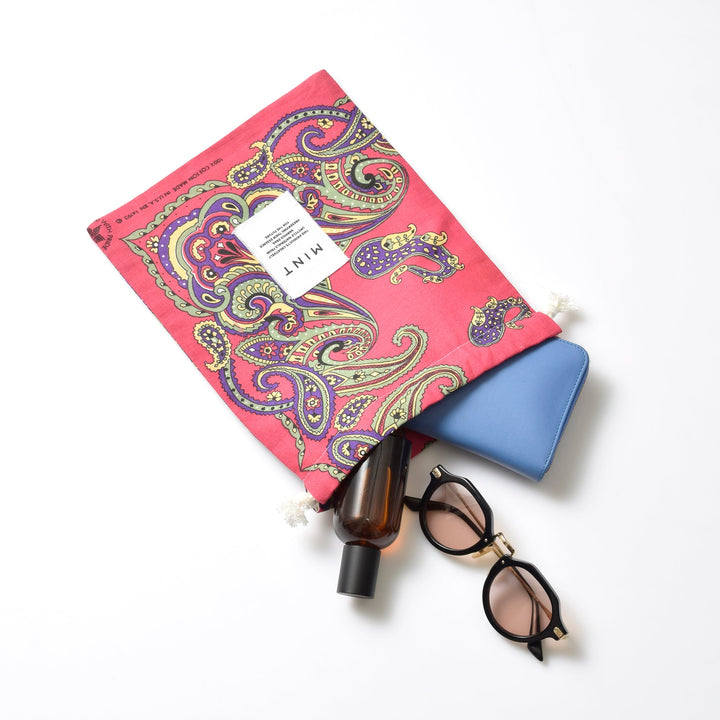 ヴィンテージバンダナ 巾着ポーチ Lサイズ（総柄） / MINT Upcycled