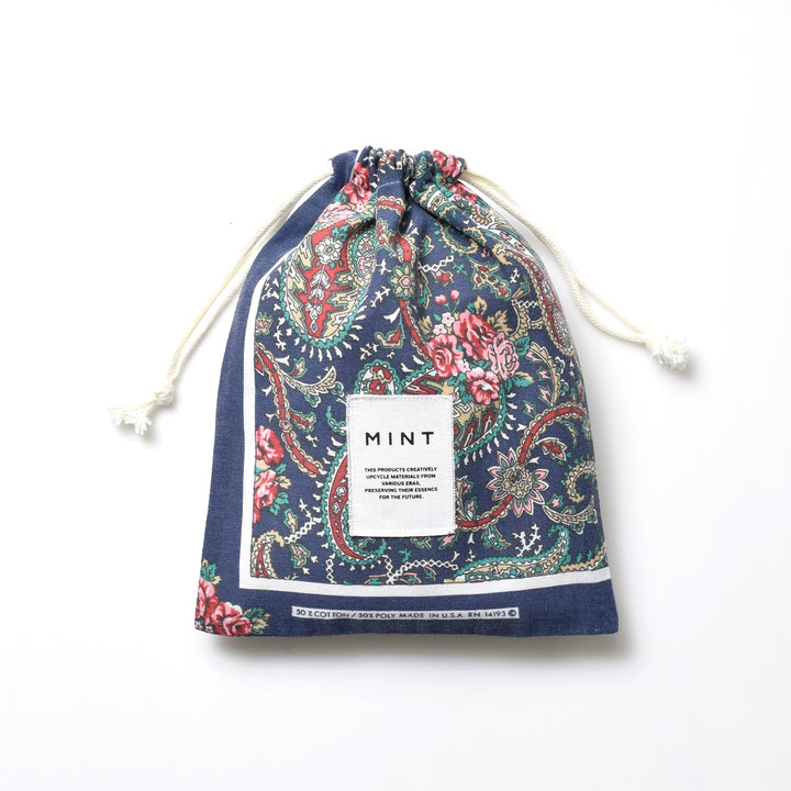ヴィンテージバンダナ 巾着ポーチ Lサイズ（総柄） / MINT Upcycled