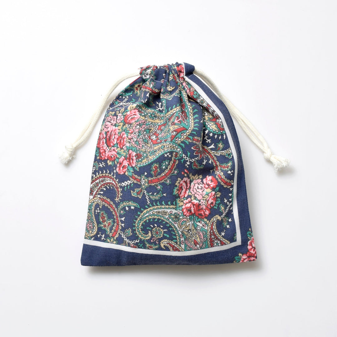 ヴィンテージバンダナ 巾着ポーチ Lサイズ（総柄） / MINT Upcycled