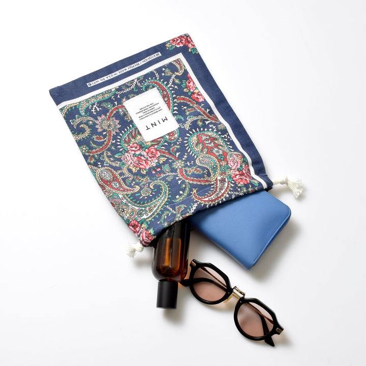 ヴィンテージバンダナ 巾着ポーチ Lサイズ（総柄） / MINT Upcycled