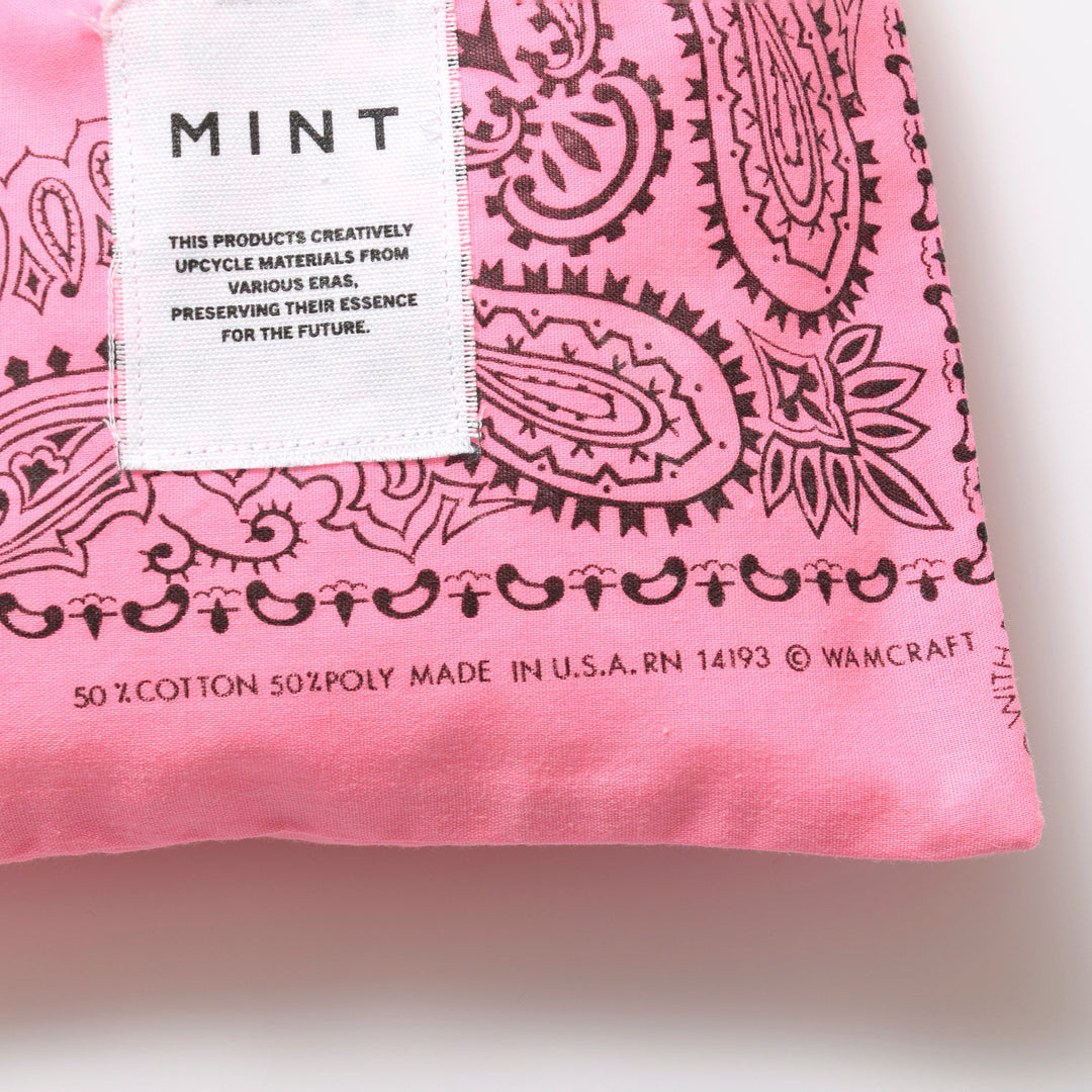 ヴィンテージバンダナ 巾着ポーチ Lサイズ（ピンク） / MINT Upcycled
