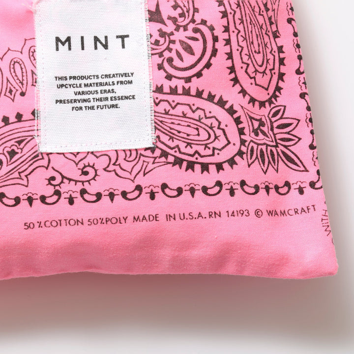 ヴィンテージバンダナ 巾着ポーチ Lサイズ（ピンク） / MINT Upcycled
