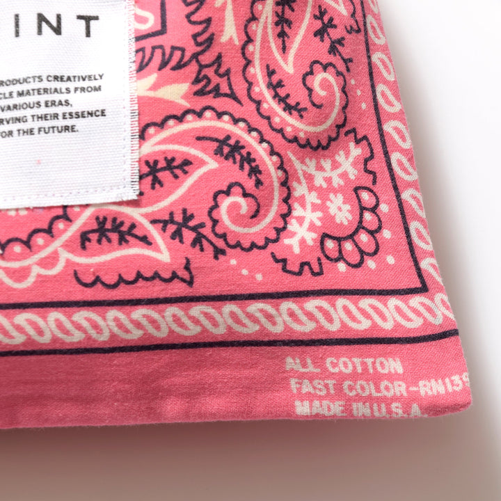 ヴィンテージバンダナ 巾着ポーチ Lサイズ（ピンク） / MINT Upcycled