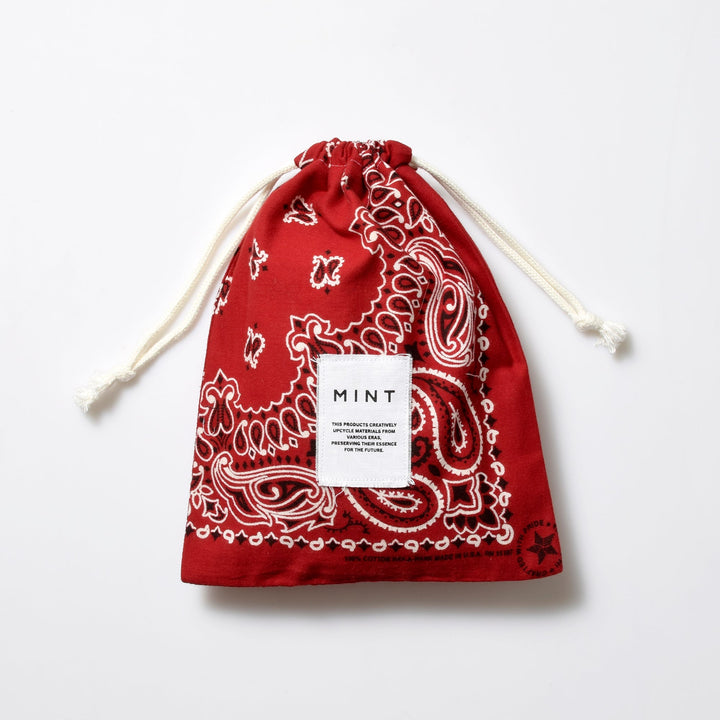ヴィンテージバンダナ 巾着ポーチ Lサイズ（赤） / MINT Upcycled