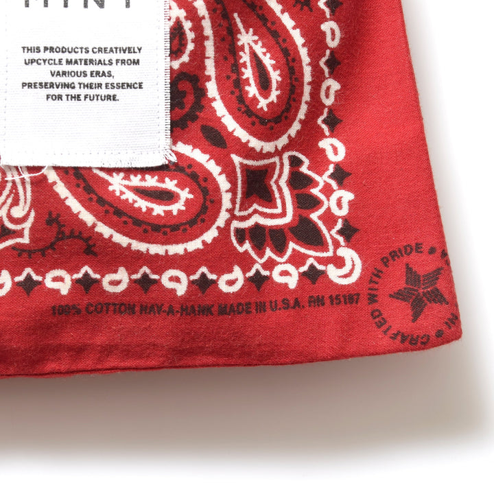 ヴィンテージバンダナ 巾着ポーチ Lサイズ（赤） / MINT Upcycled