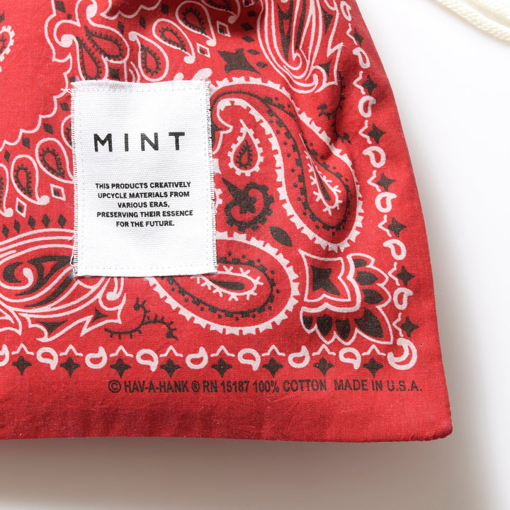 ヴィンテージバンダナ 巾着ポーチ Lサイズ（赤） / MINT Upcycled