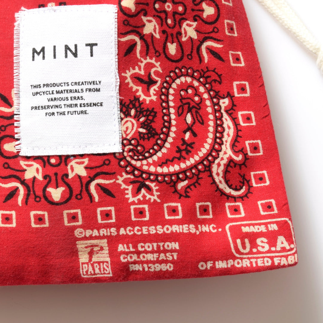 ヴィンテージバンダナ 巾着ポーチ Lサイズ（赤） / MINT Upcycled