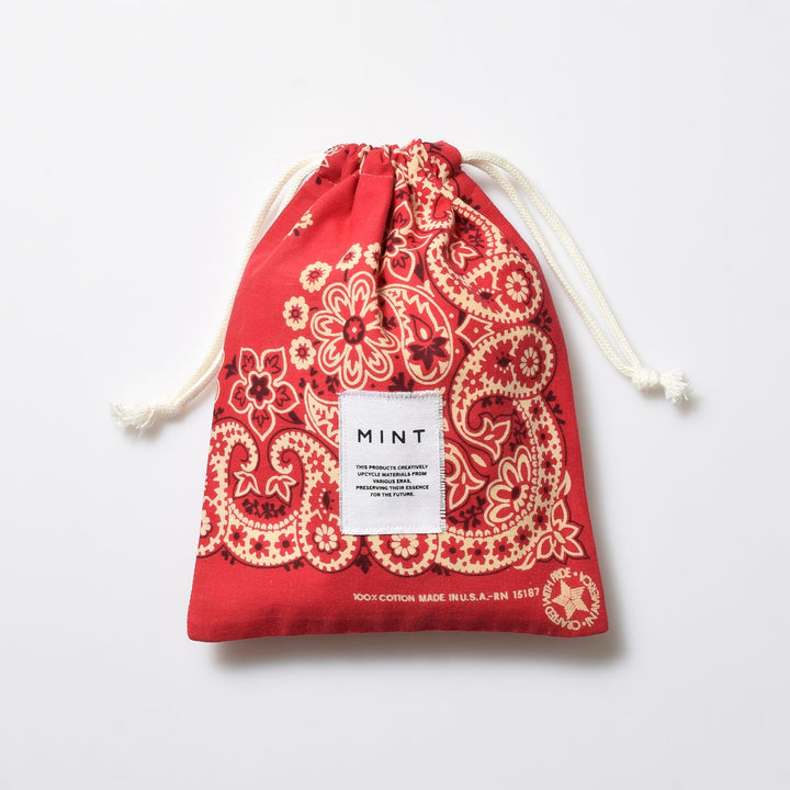 ヴィンテージバンダナ 巾着ポーチ Lサイズ（赤） / MINT Upcycled