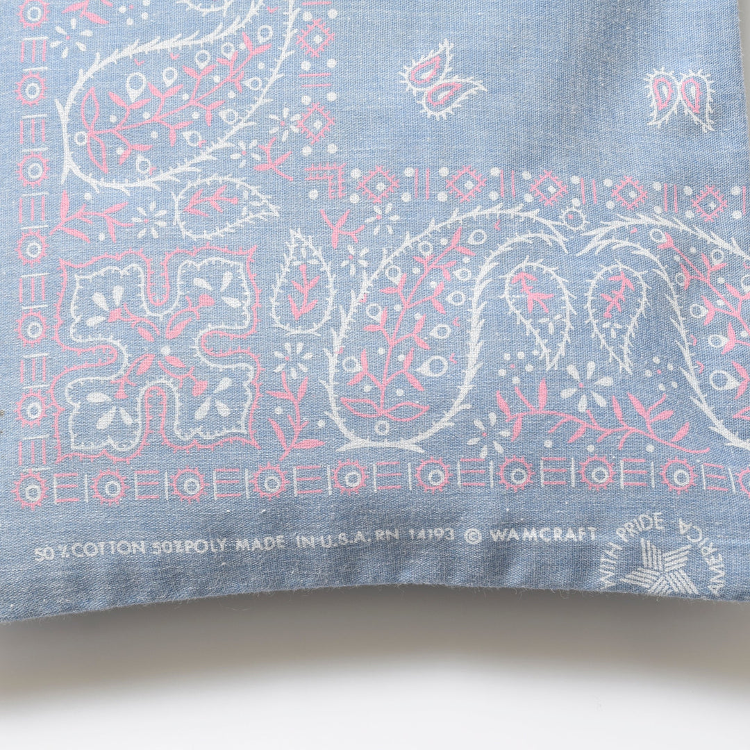 ヴィンテージバンダナ 巾着ポーチ Lサイズ（水色） / MINT Upcycled