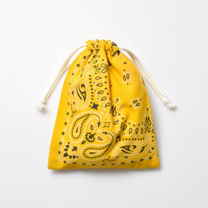 ヴィンテージバンダナ 巾着ポーチ Lサイズ（赤） / MINT Upcycled