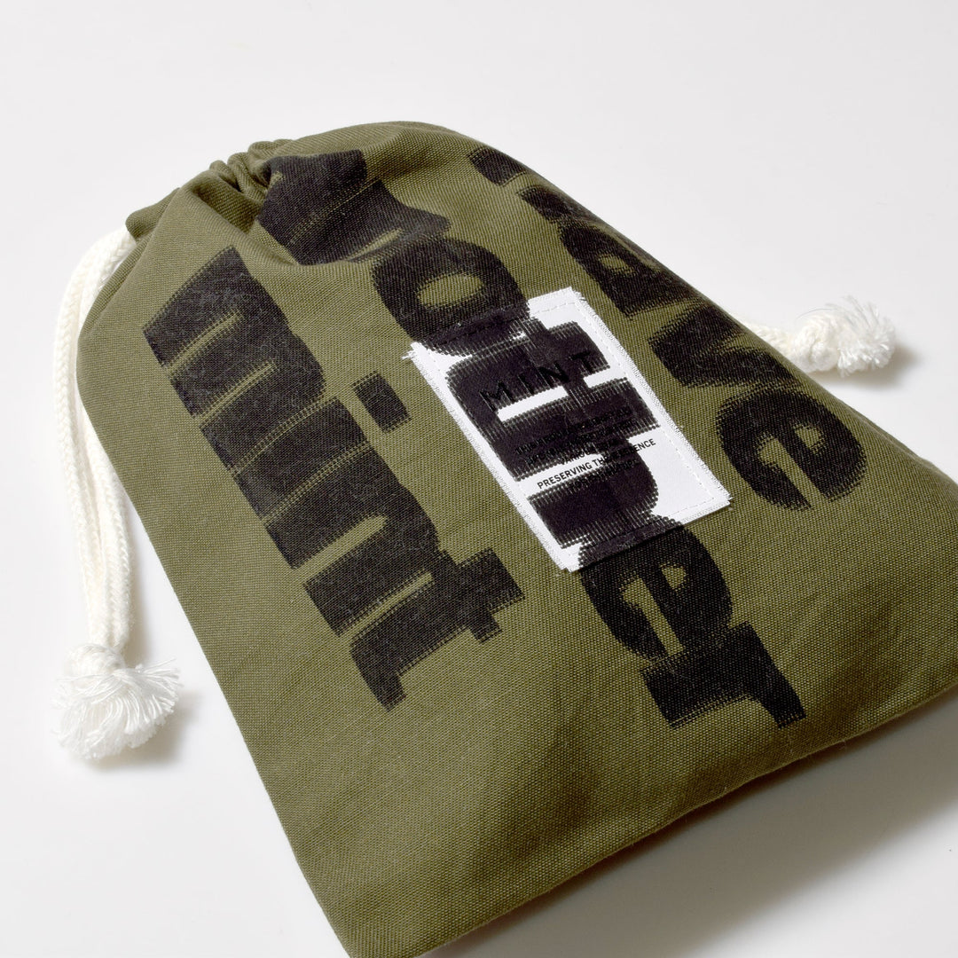 モーションロゴ ミリタリー / 巾着ポーチ / MINT Upcycled