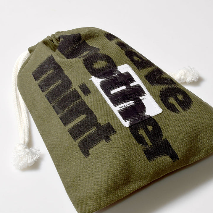 モーションロゴ ミリタリー / 巾着ポーチ / MINT Upcycled