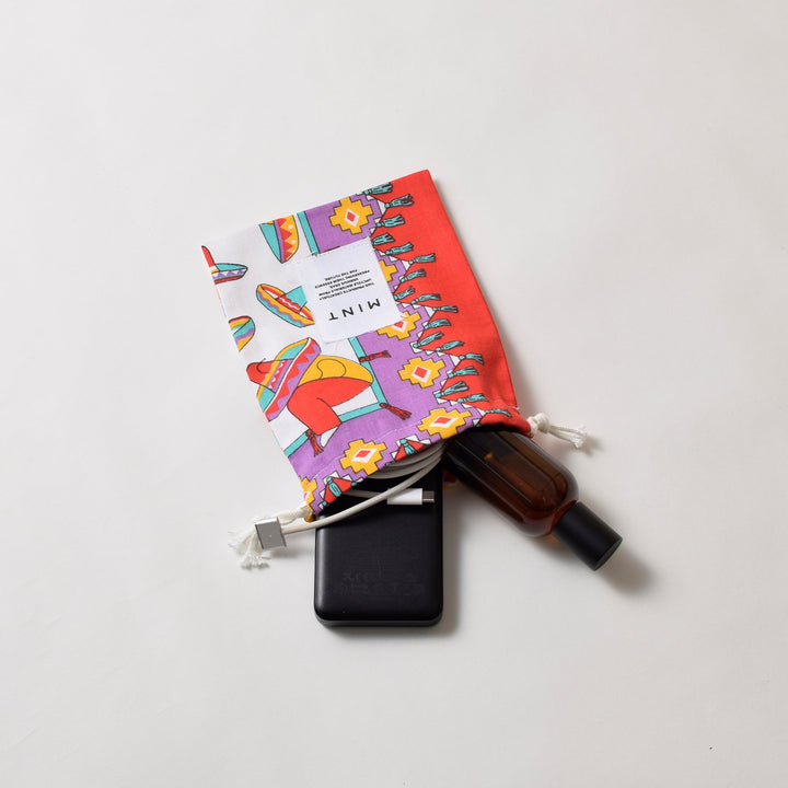 ヴィンテージバンダナ 巾着ポーチ Sサイズ（総柄） / MINT Upcycled