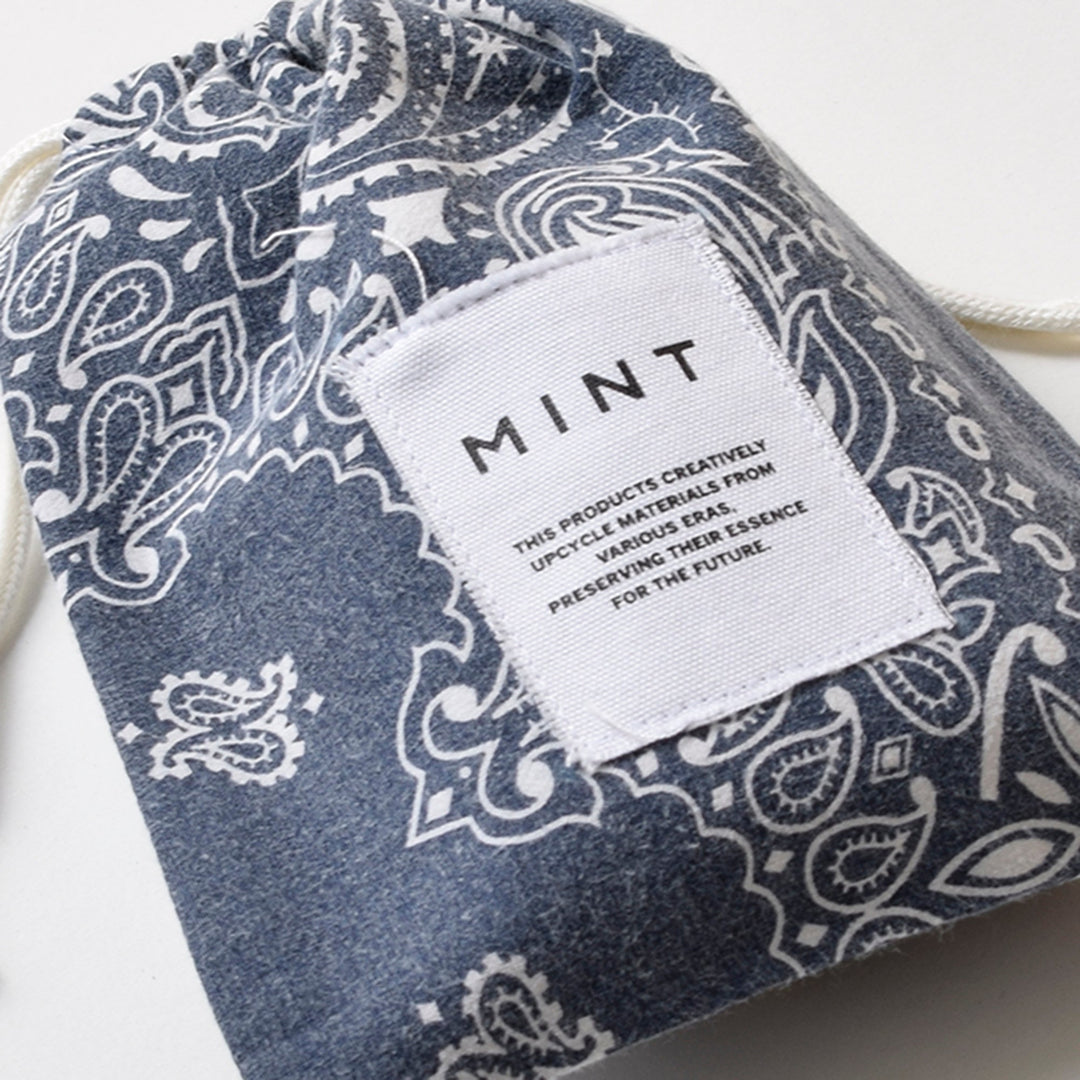 ヴィンテージバンダナ 巾着ポーチ Sサイズ（ネイビー） / MINT Upcycled