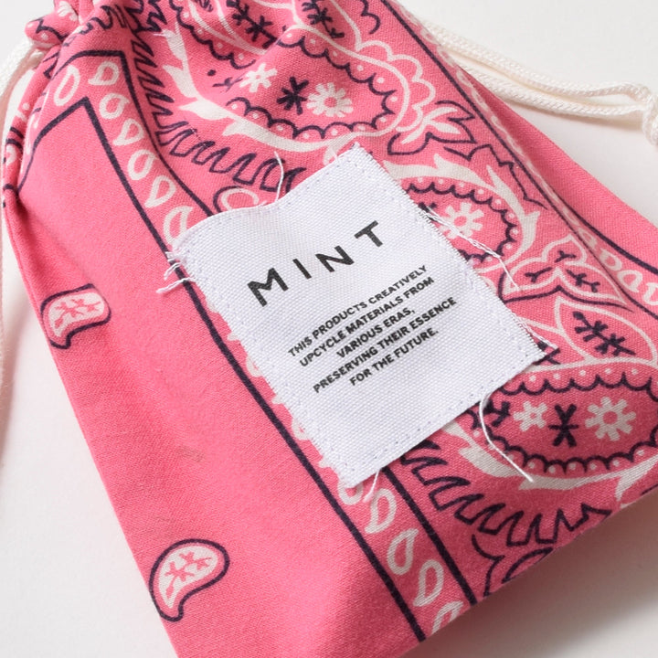 ヴィンテージバンダナ 巾着ポーチ Sサイズ（ピンク） / MINT Upcycled