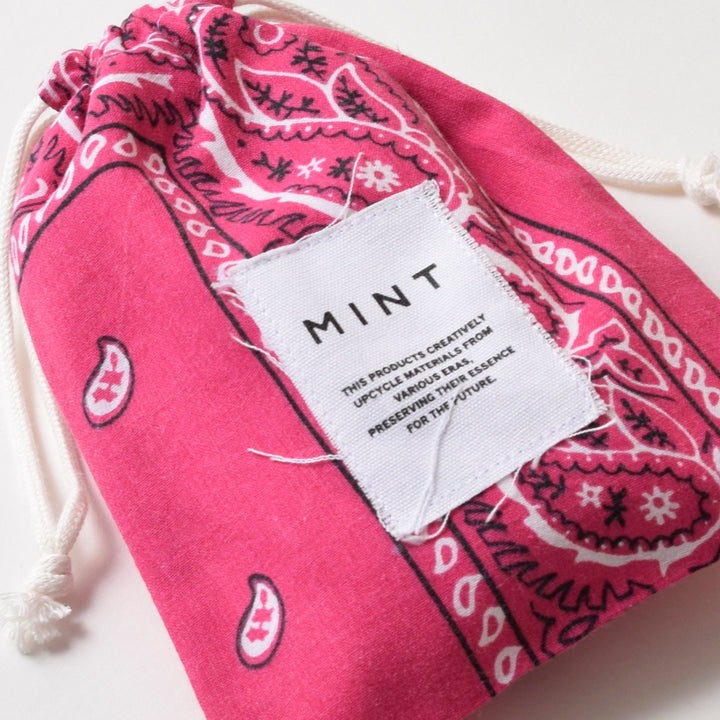 ヴィンテージバンダナ 巾着ポーチ Sサイズ（ピンク） / MINT Upcycled