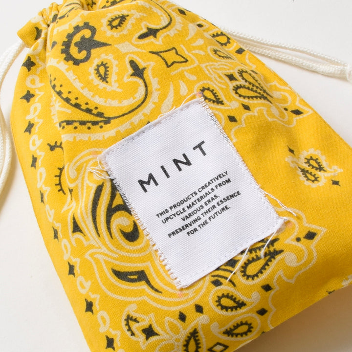 ヴィンテージバンダナ 巾着ポーチ Sサイズ（黄色） / MINT Upcycled